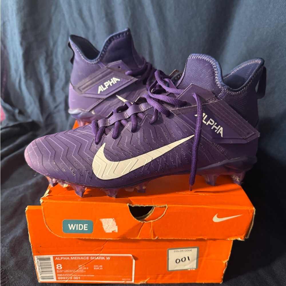 Nike Alpha Menace Purple and White Cleats